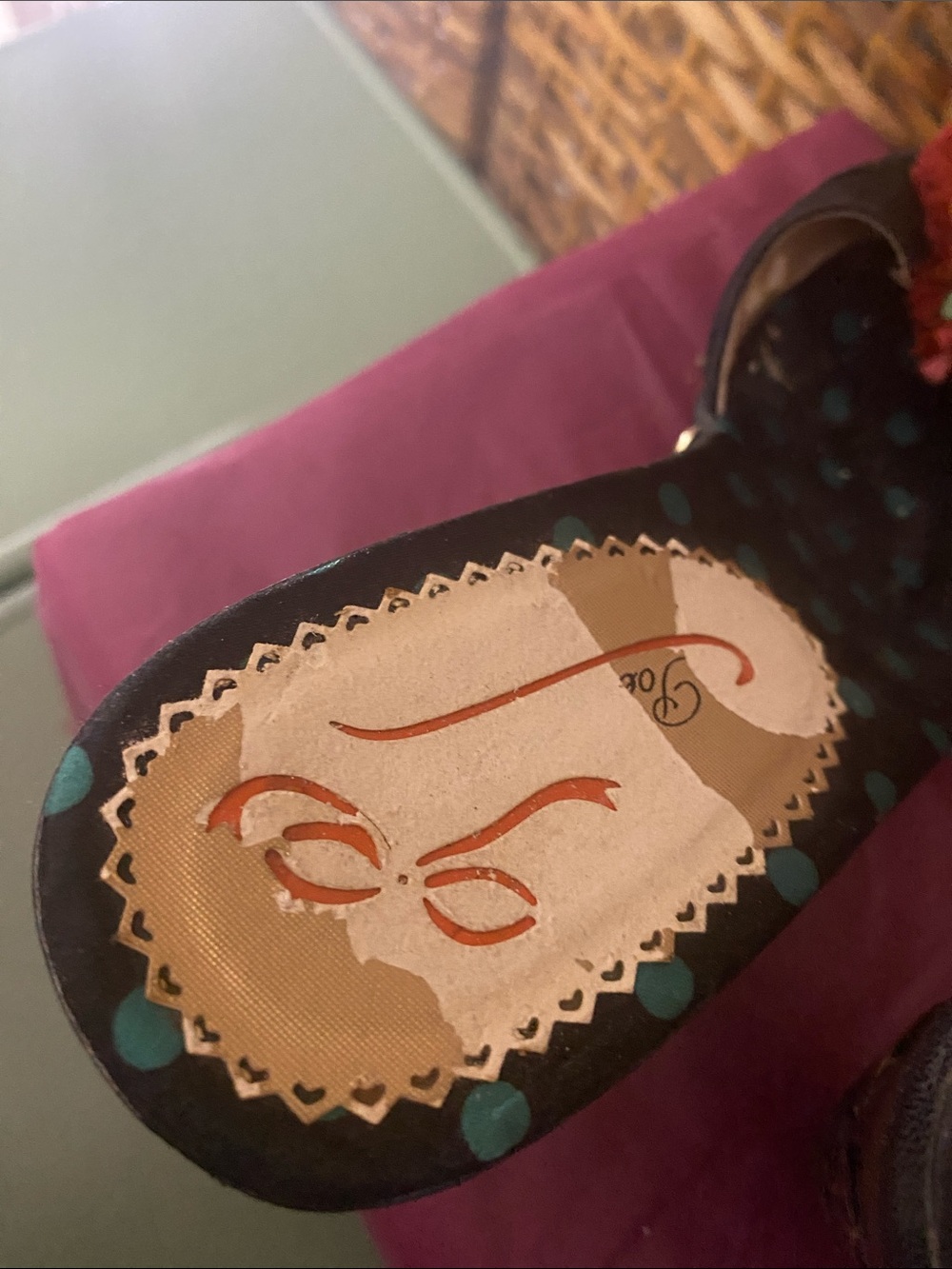 Poetic License All the Pretty Birds Fruit Salad Carved Wedge Sandals  7.5 *flaw - Picture 8 of 10